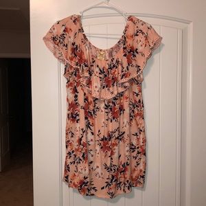 Off shoulder floral blouse with ruffle top